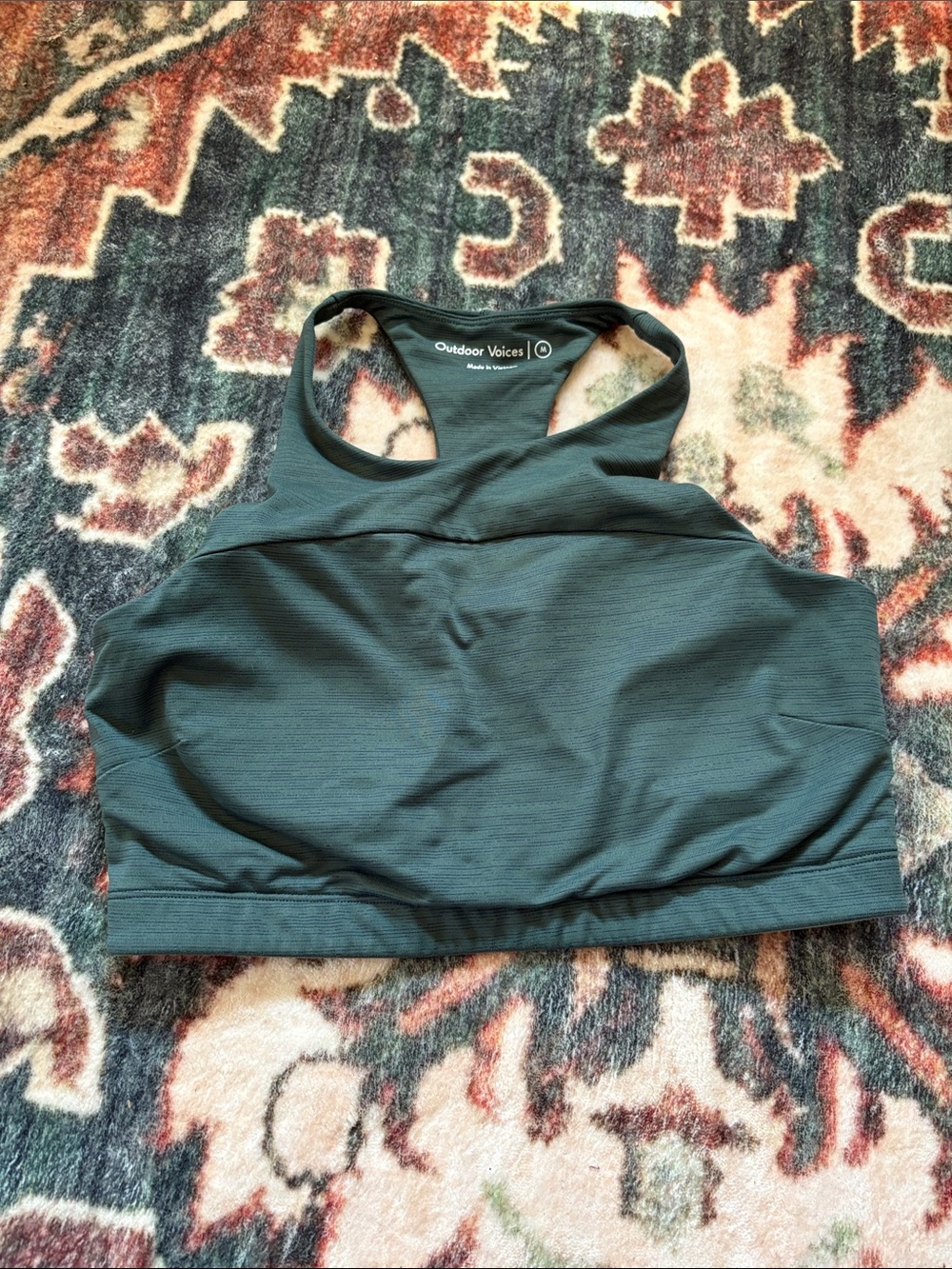 Outdoor Voices Deep Green High-Neck Racerback Sports Bra